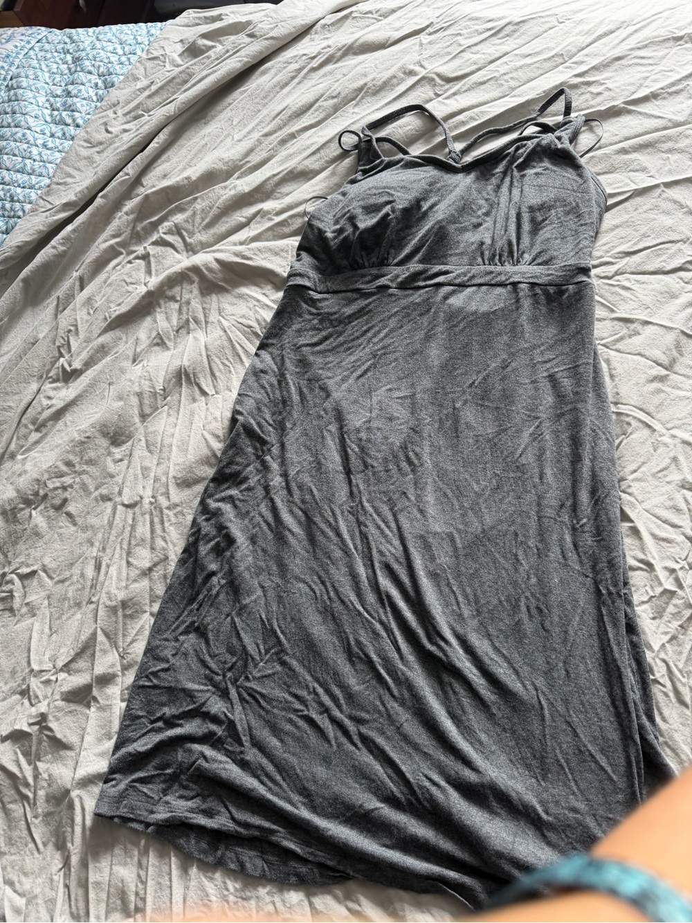 Dakini Charcoal Gray Spaghetti-Strap Midi Dress